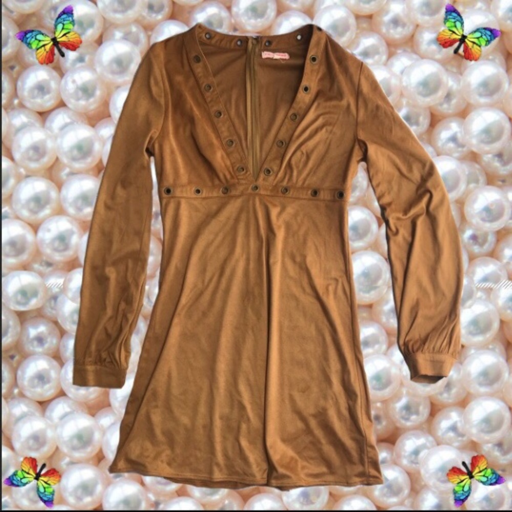 🌼 Nasty Gal 70s Inspired Tan Suede Mini Dress 🌼